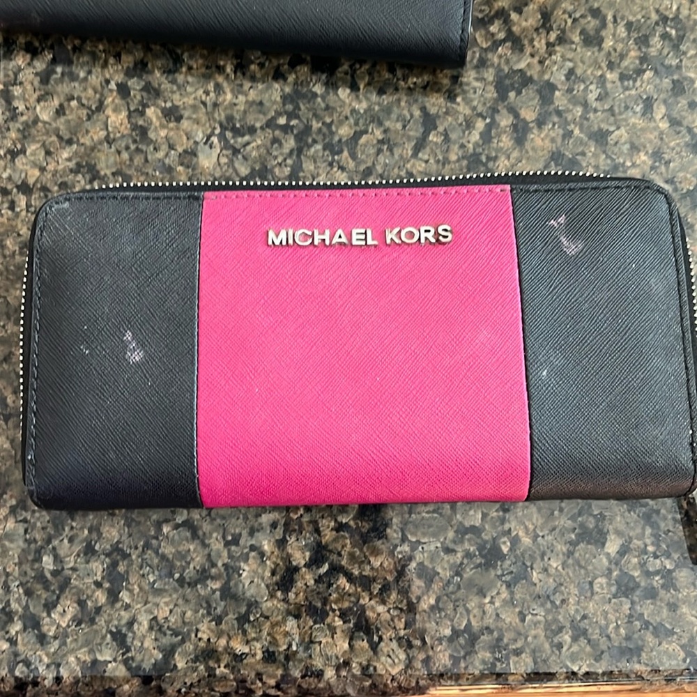 Michael Kors wallet.Black and pink